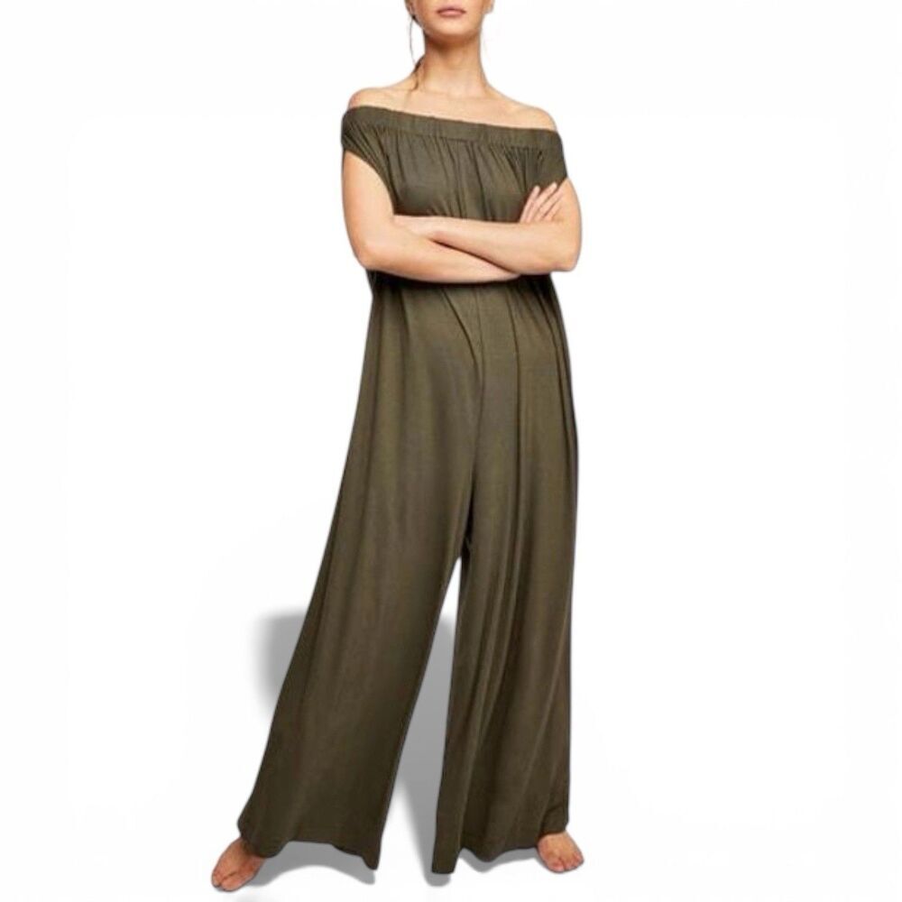 Free People FP Beach Jumpsuit XS Mexicali Maxi Off-The-Shoulder Oversized